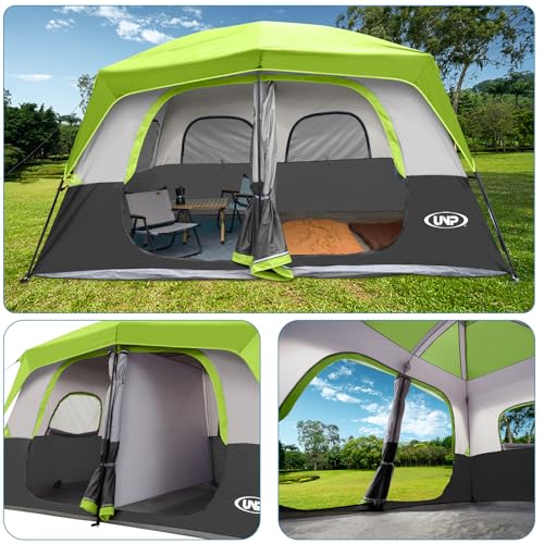 Image of UNP 2 /4 /6 /8 Person Tent, Portable Cabin Tent, Camping Tent 4-Person Easy Set Up, Waterproof with Top Rainfly for Outdoor Camping /Hiking