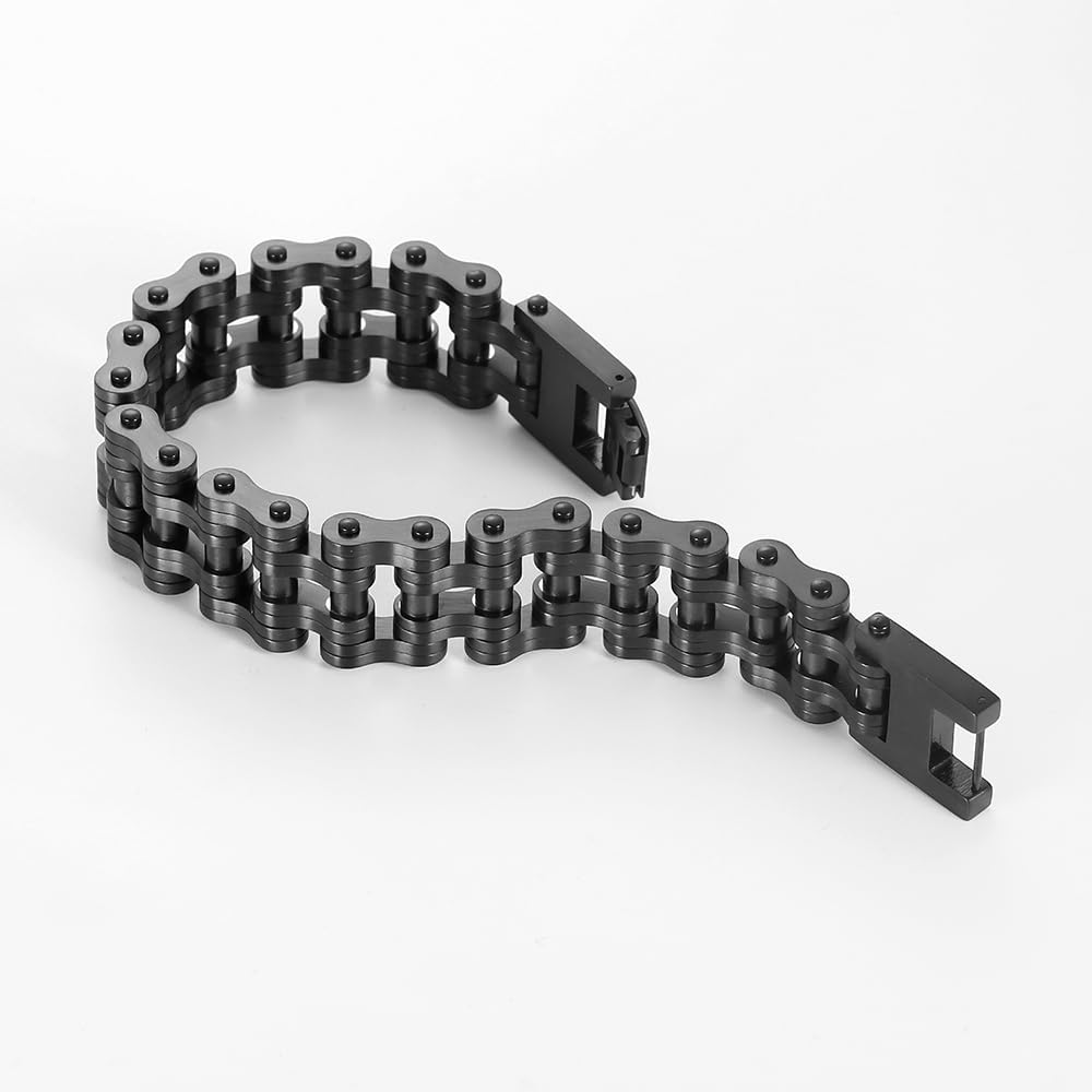 heavy-duty and sturdy men's motorcycle chain, bicycle chain, stainless steel men's bracelet, vacuum plated 14K gold electroplated black in the furnace