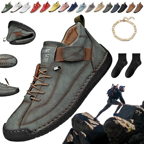 Donubiiu Komfortable & Schmerzfreie Orthopädische Sneakers, Handmade Leather Slip-On Orthopedic Ankle Boots Bequeme,Stützende Sneakers,Unterstützung des Fußgewölbes Weiche,Leichtigkeit (E,39)