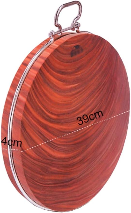 Solid Wood Cutting Board Kitchen Home Authentic Iron Wood Whole Wood Round Chopping Block with Handle Best Kitchen Chopping Board for Meat (Size : 39 * 4cm) (OneColor 39 * 4cm)