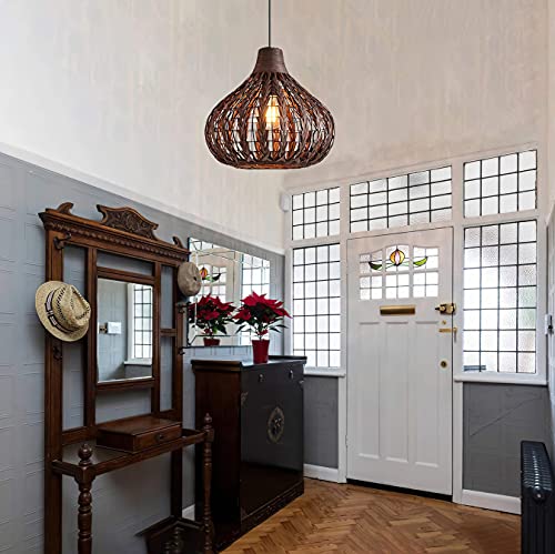 Bamboo Pendant Light Boho Light Fixture Basket Rattan Pendant Lights Chandelier Wicker Lamp Shades Japanese Pendant Lighting for Living Room Bedroom Restaurant Cafe Teahouse DiningRoom 2PCS - Image 7