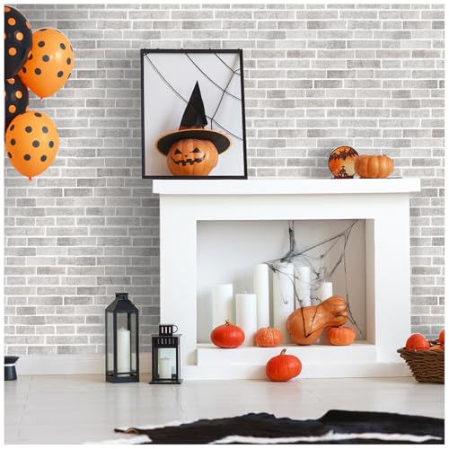 Coavas Brick Wallpaper Peel and Stick Grey Faux Brick Contact Paper 23.6x118.1 Inches Removable Wall Paper Adhesive Renter Friendly Wallpaper Bathroom Wallpaper Farmhouse Kitchen Backsplash
