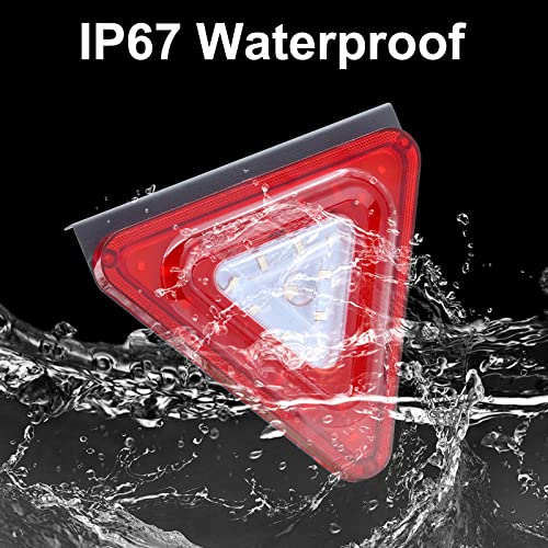 Ourbest Triangle Warning Light For Trailer Tail Light Indicator Emergency Brake Lights With Strobe Mode 24V For Car Truck Rv Lorry Boat Red Blue 2Pcs #TOP2