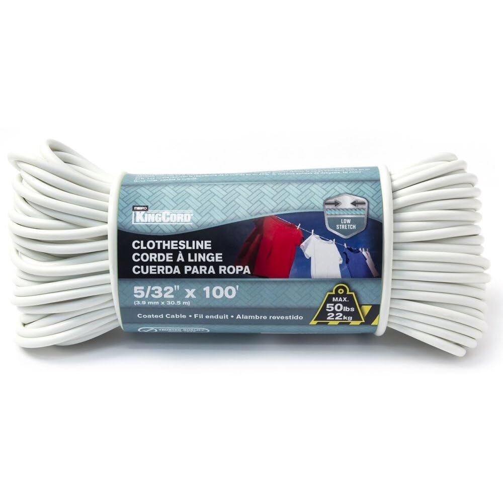 KingCord 341951BG 5/32" x 100' PVC Coated Polypropylene Rope Clothesline