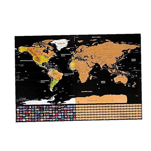 vepoty Mapa del Mundo para rascar, Mapa de Viaje Internacional, Bandera borrable, Mapa del Mundo, póster de Pared, Mapa de alfiler para decoración del hogar