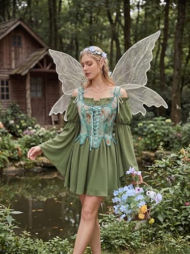 Image of Scarlet Darkness Corset Tops for Women Floral Renaissance Bustier Bodice | Ideal for Halloween, Ren Faire, Theme Party; Overbust, Adjustable Straps, Lace Up, Irregular Hem, Zip Closure, Hand Wash
