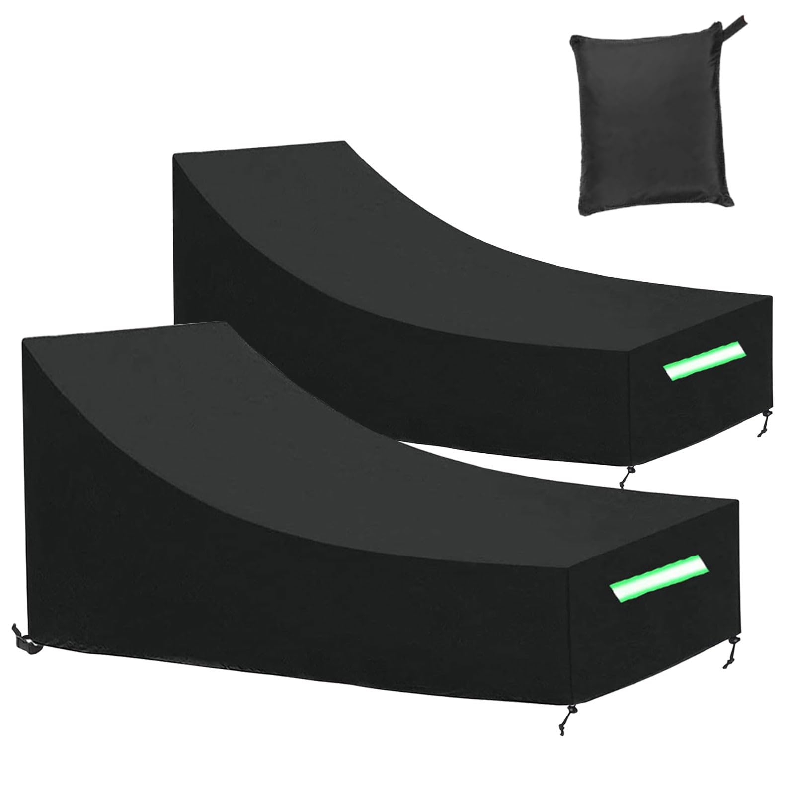 Lot de 2 housses de protection pour chaise longue - Imperméables - Coupe-vent - 210D - 200 x 75 x 40/70 cm