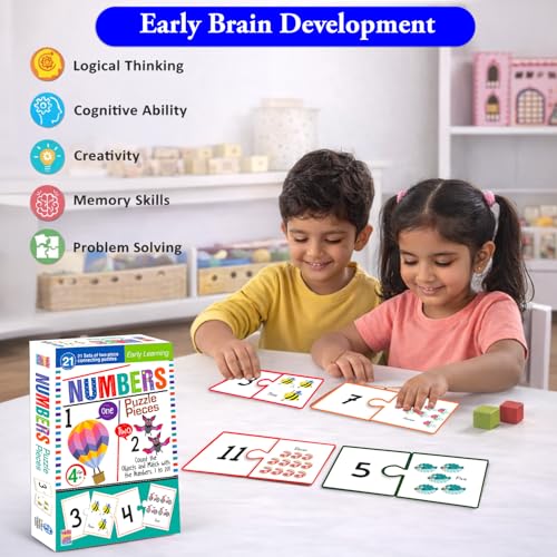 Image of Numbers Jigsaw Puzzle Connecting 2-piece (Set of 21 pcs) for Kids, Childrens and Toddlers - Early Learning Educational Brain Booster with Fun and Engaging - Ages 4+