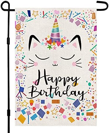 Happy Birthday Garden Flag 12x18 Inch Vertical Double Sided Yard Outdoor Decor Birthday Party DF081