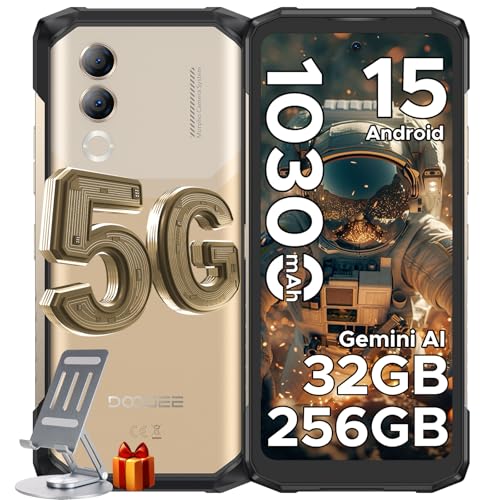 DOOGEE Blade 20 Turbo AI 5G Rugged Phone Unlocked,10300mAh/33W,Android 15 Rugged Smartphone,32GB+256GB/TF 2TB,Dimensity 7050,6.6”HD + 90Hz,50MP+16MP,Face ID/NFC/WiFi6/IP68/IP69K/3 Card Slot,