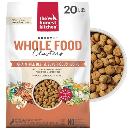 The Honest Kitchen Human Grade Dry Dog Food, Whole Food Clusters Grain Free Dry Dog Food Beef, 20 lb Bag