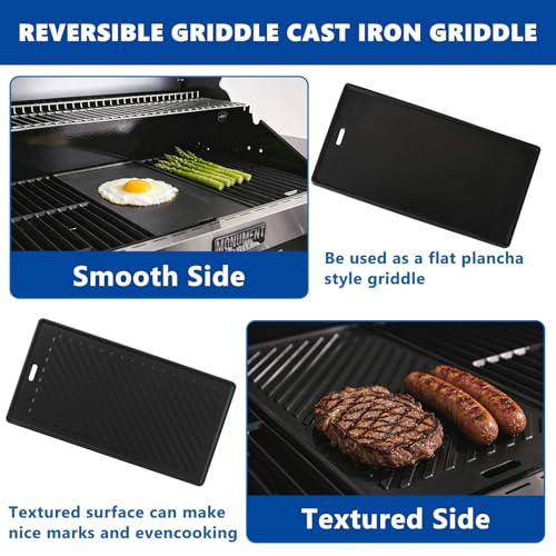 Image of SafBbcue Replacement Parts for Monument Mesa 400, 25392 and 13478, A005 Cast Iron Griddle and 98888 Cast Iron Grill Grates for Monument Grills 4-Burner Propane Gas Grill Accessories