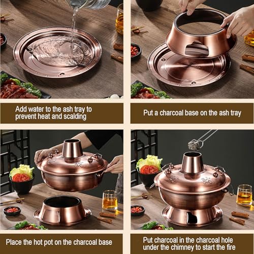 Olla caliente china de cobre tradicional de 34 cm miniatura 3