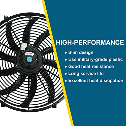 16" Inch Universal Slim Fan Push Pull Electric Radiator Cooling 12V Mount Kit #TOP4