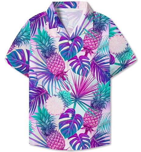 Image of SANGTREE Girls & Women's Hawaiian Shirts Button Down Short Sleeve Floral Tropical Shirt Beach Vacation Blouse Tops