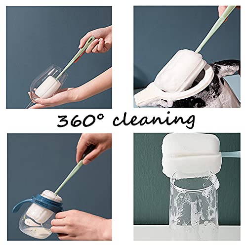 4 Stück Schwamm Reinigungsbürste bürste für gläser Schwamm mit Stiel Poröser Schwammkopf Starkes Aufnahmevermögen geeignet für Karaffen Wasserflaschen Flaschen Tassen Schüsseln Teller