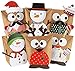 Produktbild ABSOFINE 24 Adventskalender zum Befüllen-Papiertüten Süßigkeiten Eulen Rentiere Weihnachtsmann Schneemann - Weihnachten Parteien Geschenktüten mit Aufkleber zum Gestalten und selber Füllen