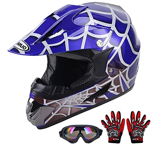 Oumurs Dot Youth Dirt Bike Helmet,Kids Atv Helmets With Gloves Goggles For Youth Boys Girls 5-14 Ages ,Four Wheeler Helmet Kids Motocross Bmx Mx Utv Snowmobile Go Kart Full Riding Racing Skateboard #TOP12