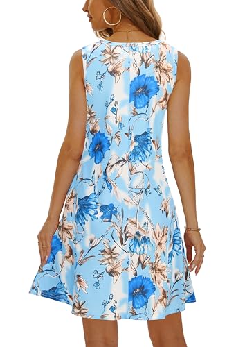 Image of Summer Dresses for Women 2026 Casual Sundresses Beach Cover Ups Sleeveless Tshirt Swing Dress with Pockets