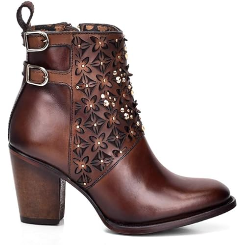 Cuadra Women's Bootie in Bovine Leather with Crystals and Zipper