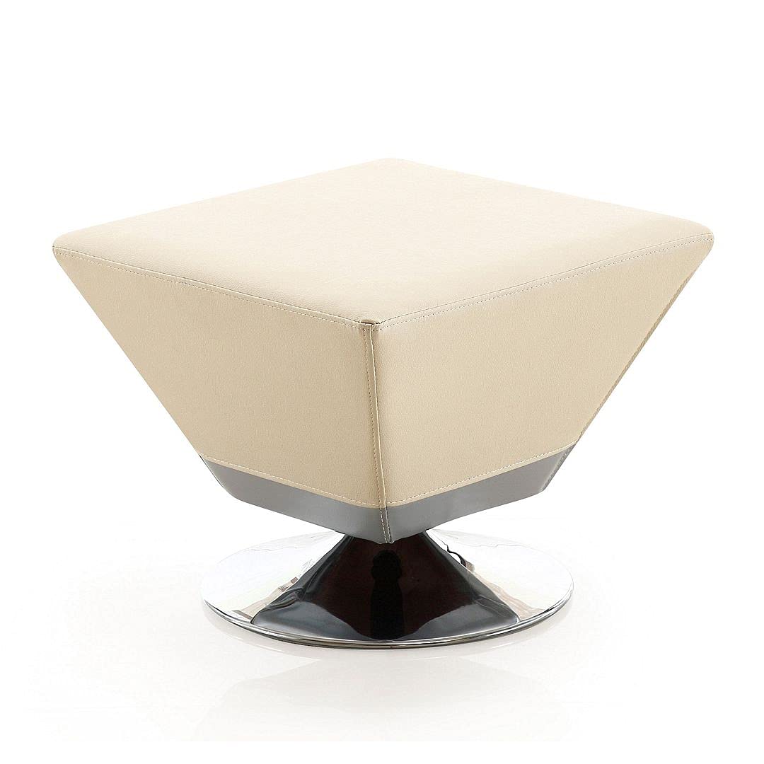 Manhattan Comfort Diamond Tan and Polished Chrome Swivel Ottoman