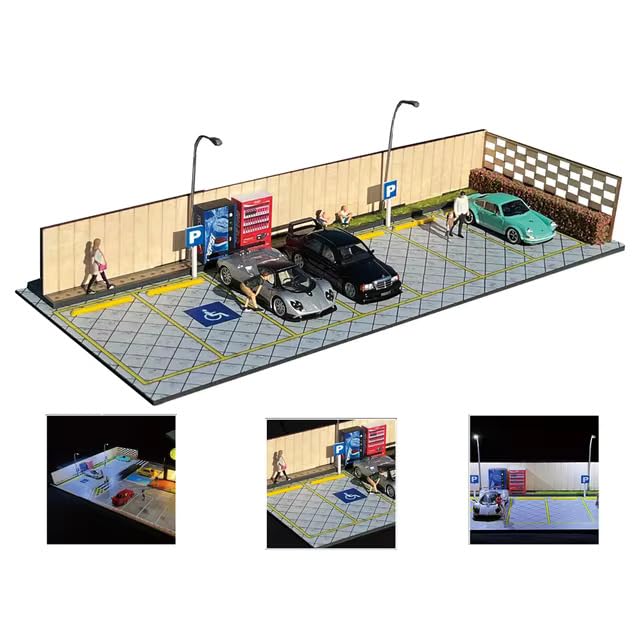 1:64 GFANS Model Car Diorama Garage Shops with LED Lighting Dealership Model Car Toy (Parking Lot 3) โ image 1