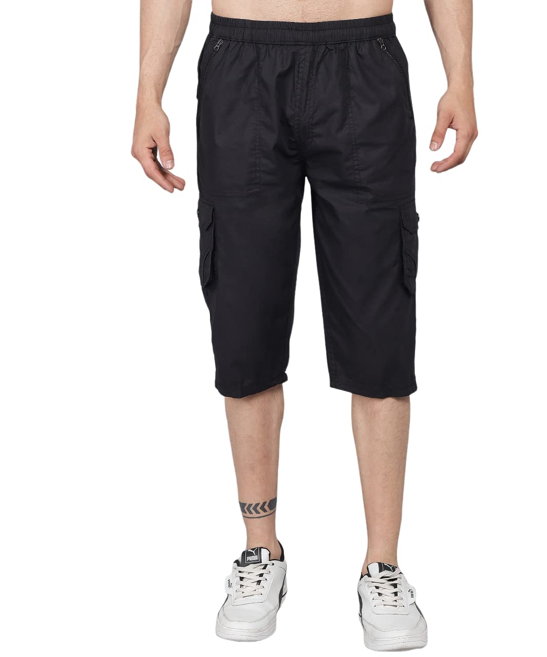 studio nexx Men's Cotton 3/4th Shorts (Lounge 15 Black)-picture-35