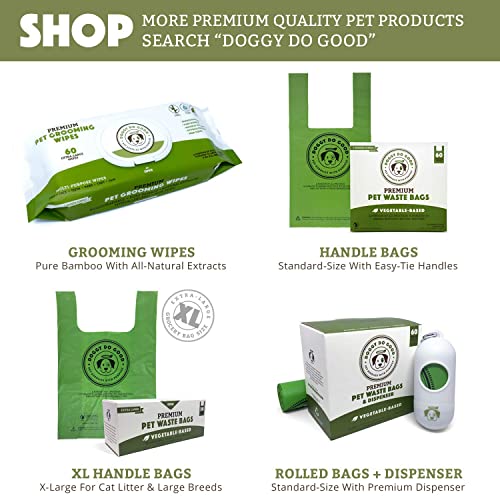 Doggy Do Good Poop Bags | Dog Waste Bags | Unscented, 38% Vegetable-Based, Thick & Leak Proof, Easy Open | Standard Size | 60 Count #TOP4