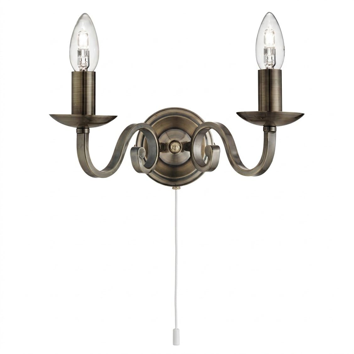 Licht-Erlebnisse Rustikale Wandleuchte in Gold Antik 2xE14 bis zu 60 Watt 230V aus Metall Schlafzimmer Wohnzimmer Esszimmer Lampe Leuchten innen