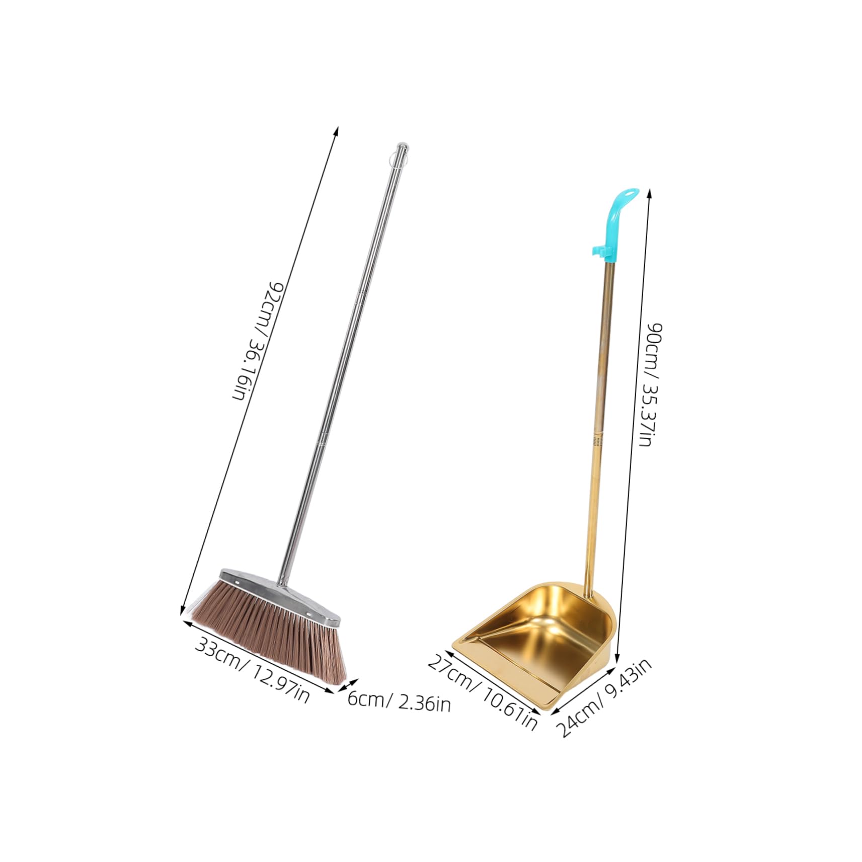 POPETPOP Set di Paletta e Scopa in Acciaio Inox Dorato, Resistente