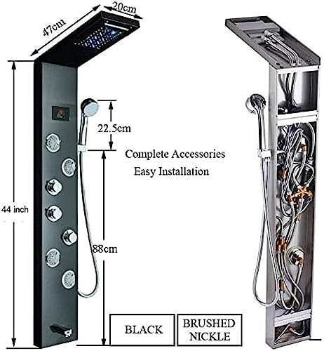 Colonne de douche en acier inoxydable avec cascade LED et hydrojets - 3