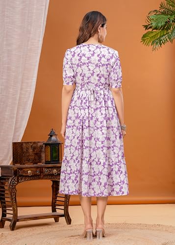 Image of Women's Feeding Kurta Cotton | Floral Anarkali Pregnancy Kurta with Nursing Zipper | Pre & Post Partum | Maternity Dresses | Mom to Be Gift