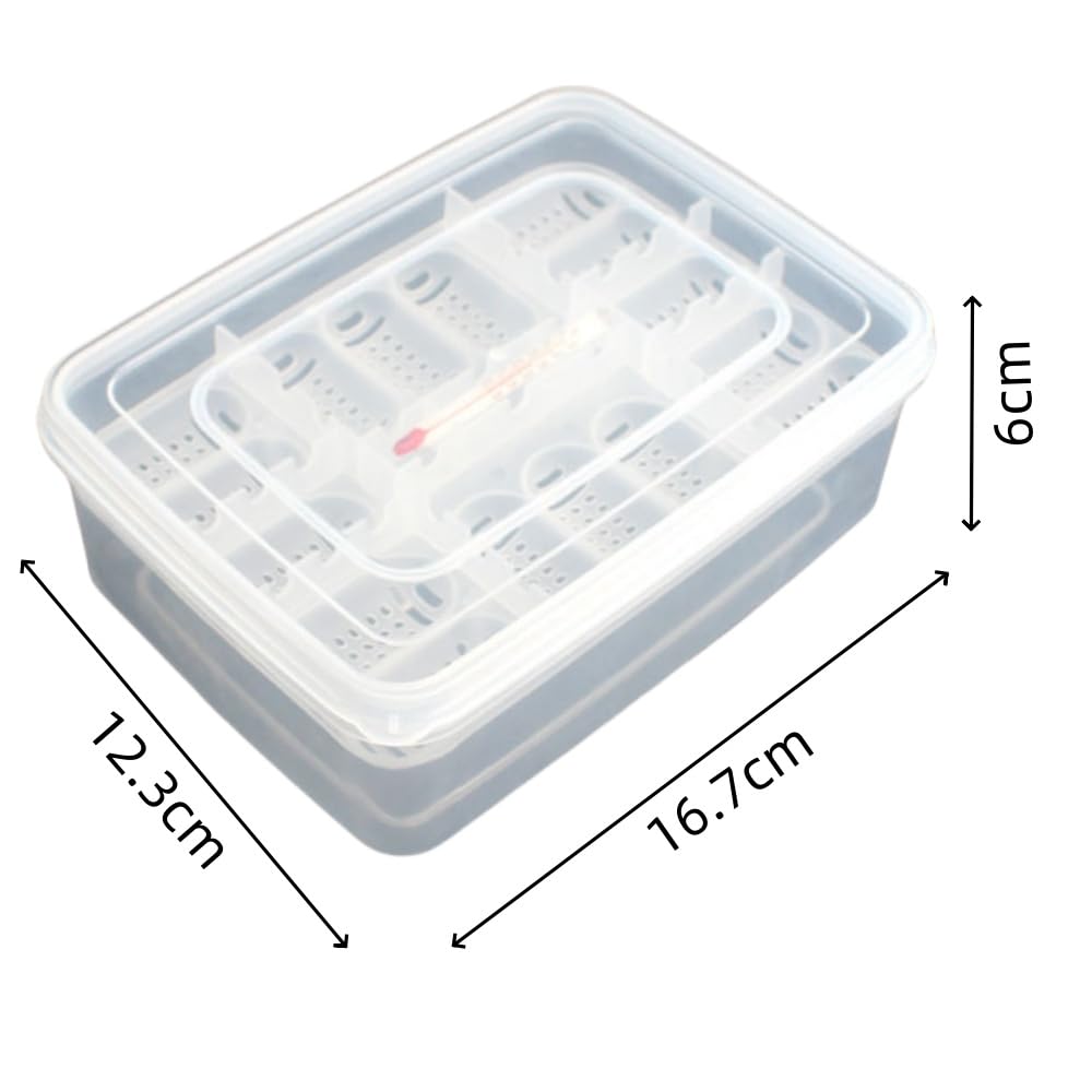 Incubateur et Boîte d'Élevage pour Reptiles - Boîte à Couver Transparente Portable avec 16 Grilles - Pour Œufs de Serpents, Lézards et Amphibiens - Accessoire de Reproduction et Terrarium de Transport