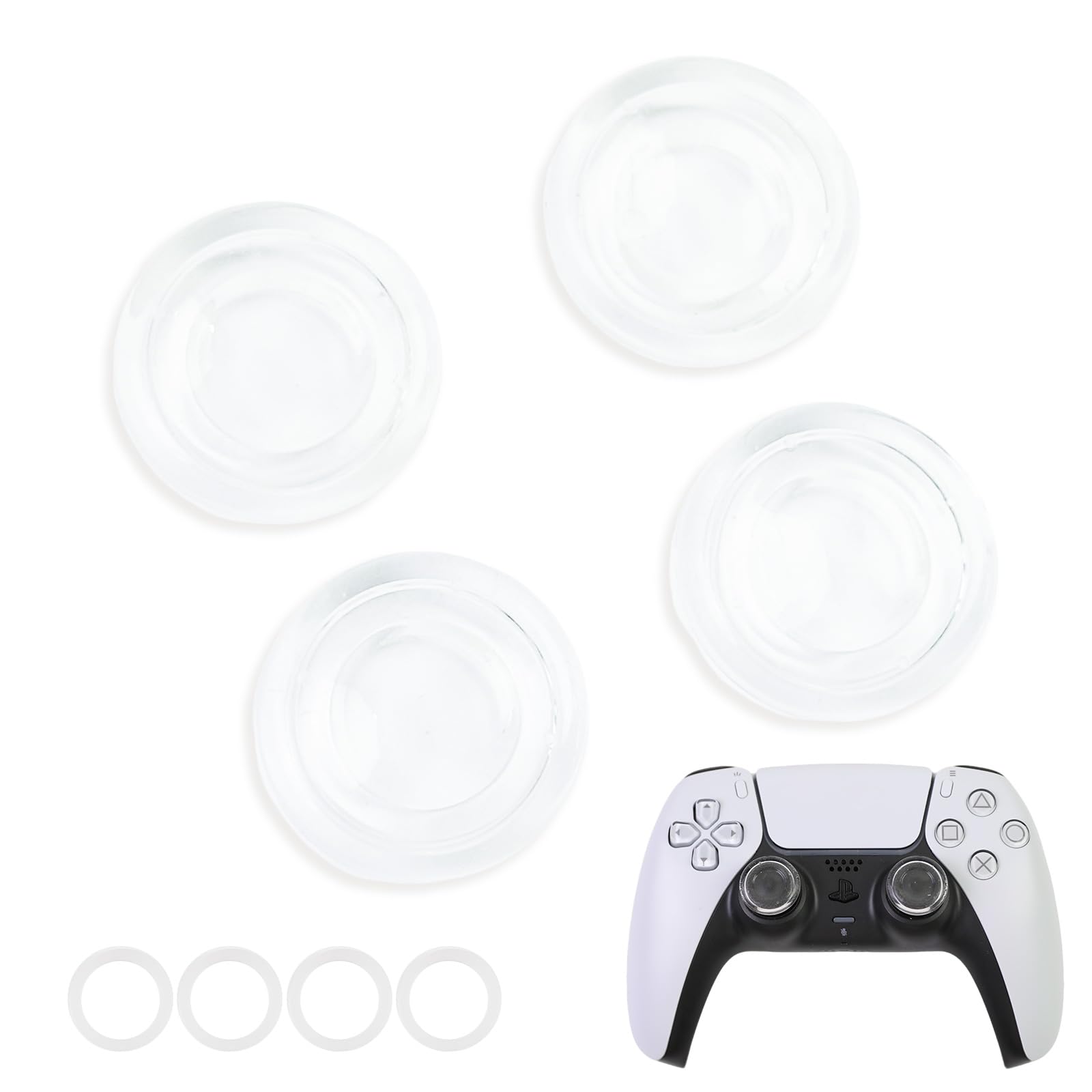 PERFECTSIGHT Liquid SiliconeThumb Grip Caps for Switch 2 2025, PS5, PS4, Xbox Series X/S, Xbox One, Switch PRO Controller, 4PCS Soft Analog Thumbsticks Grips Joystick Cover Set (Clear)