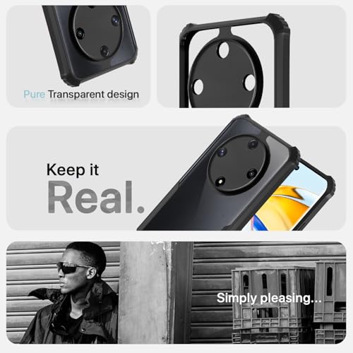 Image of Pikkme Back Cover for Honor X9b 5G | Ultra Hyrbid | Full Camera Protection | Raised Edge | Crystal Clear Transparent Bumper Case (Black)