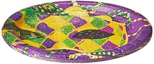 Creative Converting Masks Of Mardi Gras Paper Plates, 9", Multicolor #TOP7