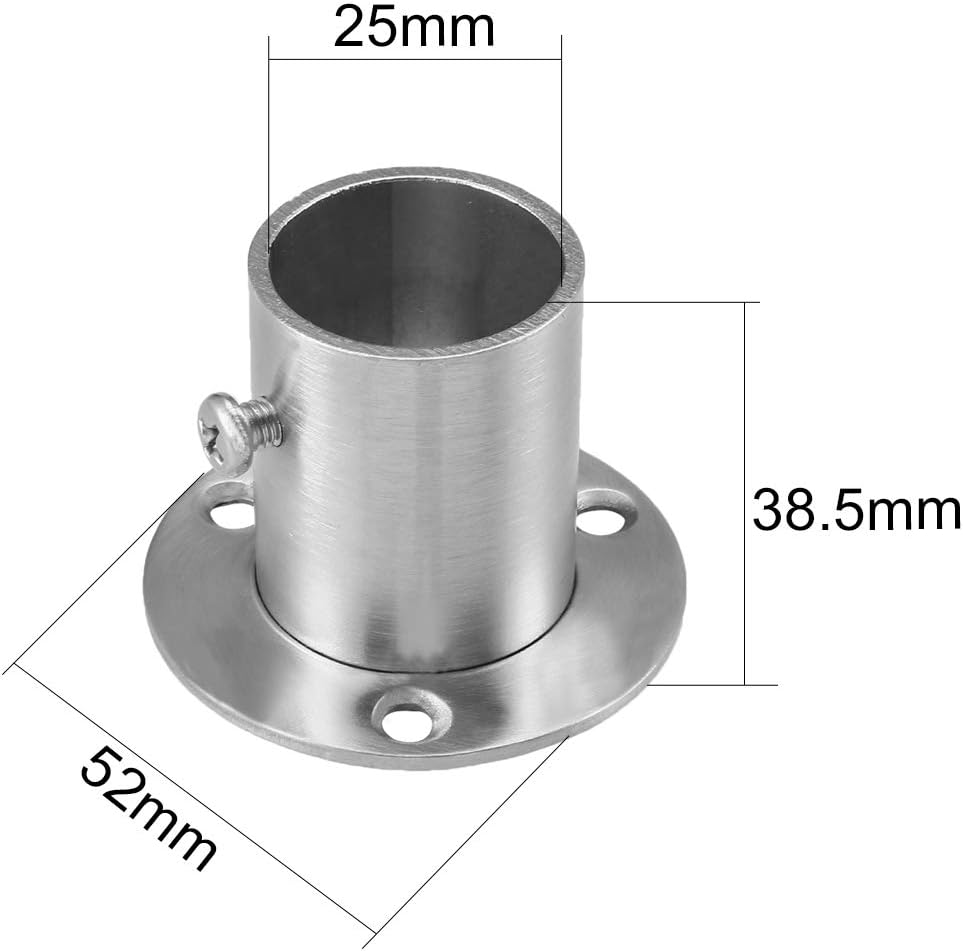 uxcell Wardrobe Pipe Bracket, 25mm Dia, Wall Mount Hanging Rail Rod Support Socket 6pcs