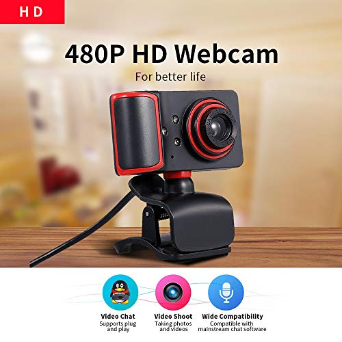 Andoer Webcam HD portátil 480P 5MP 30fps Web câmera microfone embutido USB Plug & Play para laptop d