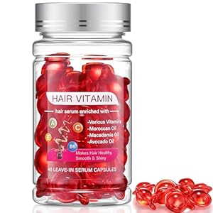 Hair Treatment Oil For Damaged Hair, Hair Treatment Serum For Frizzy & Dry Hair, Hair Vitamin Oil Capsules with Argan, Avocado, Moroccan Oil, Anti Frizz Leave in Conditioner with Vitamin A, C, E & B5