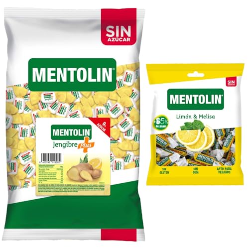 Mentolín caramelos garganta plus jengibre s/a bolsa 1kg y de regalo limon melisa s/a bolsa 50g