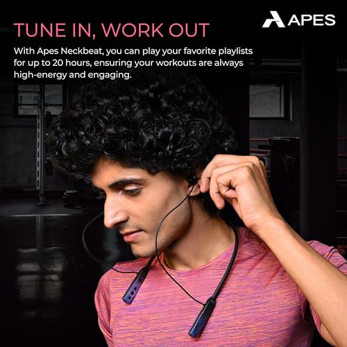 Image of APES NeckBeat Wireless Bluetooth Neckband, 18Hrs Playtime, 10mm Dynamic Driver (Blue)