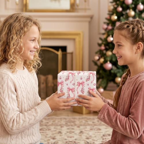 Pink Santa Wrapping Paper Roll for Girls - image 7