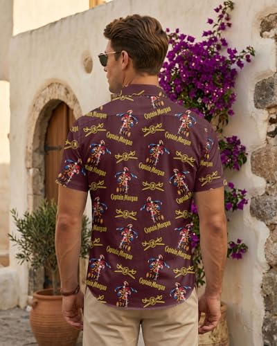 Image of 99TIMORO Tropical Printed Men's Hawaiian Shirts Short Sleeve Top | Culture Character Button Down Shirt Lightweight Breathable Beach Vacation Business Casual Summer Gifts Classic Fit