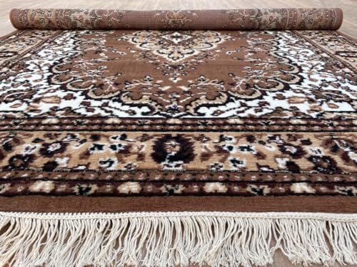 Image of TTC THREAD & TEXTURE CARPET Traditional Comfort: Power-Loomed Carpets for Living Room- Every Space Area Rug Color Gold Size 4x5.5 Feet (110x173cm)