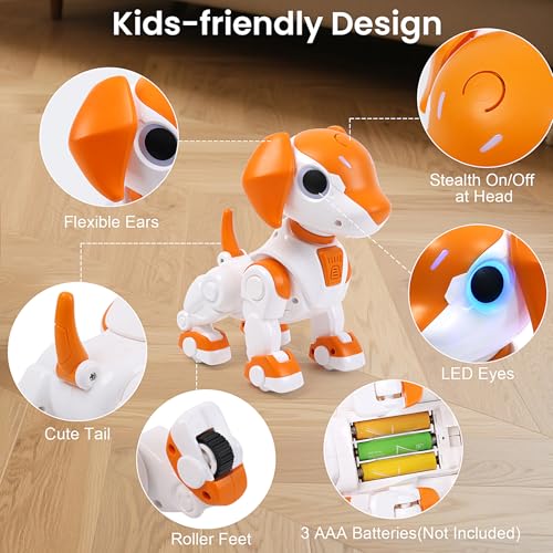 Image of IQKidz Remote Control Robot Toys Dog for Kids Age 3-8, RC Smart Walking Electronic Pet Dog Toy with Light Eyes, Dancing and Music, Gift Ideas for Toddler Boys and Girls 4 5 6 7 Year Old