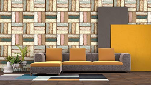 Image of DWELLSINDIA Wood Vinyl Self Adhesive PVC Wallpaper Waterproof, Scratch Resistant, Laminated (41x244 CM, Multicolour)