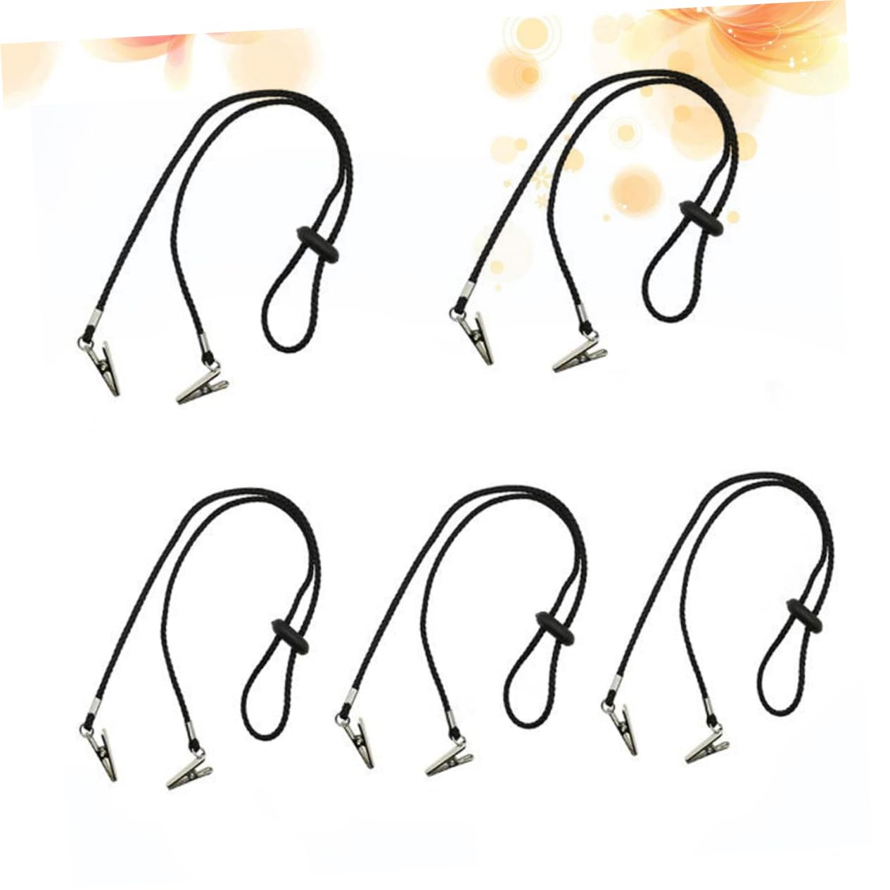 BESPORTBLE Long-lasting Napkin Clips Chain 5 Pack Adult Bib Clip for Sock Bib Dinner Napkin Dispenser (black)