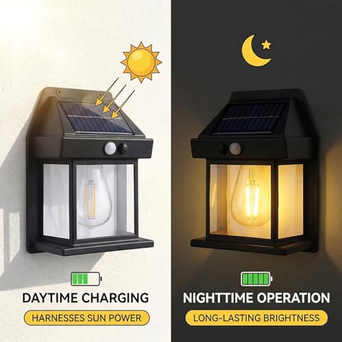 Image of Oblivion Solar Light - Waterproof Wall Light Outdoor, Wireless Dusk to Dawn LED Porch Lantern with 3 Lighting Modes, Solar Power Exterior Lamp for Garden, Balcony, Pathway & Home Lighting (Pack of 1)