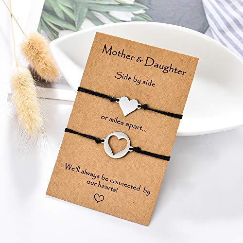 Mothers Day Jewelry Gift From Mom, Daughter Mother Bracelets Birthday Christmas Gifts For Mom Matching Heart Wish String Bracelet #TOP6