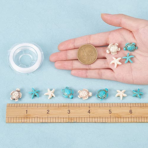 SUNNYCLUE 1 Box About 100Pcs 4 Styles Sea Turtle Beads Turquoise Starfish Bead Synthetic Sea Star Tortoise Charms Carved Ocean Animal Stone Spacer Beads for Bracelets Earrings DIY Jewellery Making - Image 3